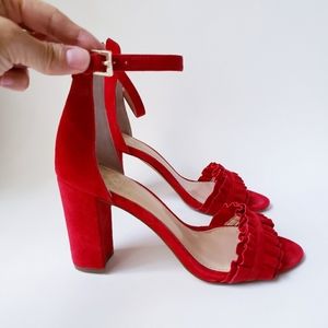 Vince Camuto Red Leather Ankle Strap Heels
